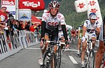 Frank Schleck at the finish of the fourth stage of the Tour de Suisse 2008